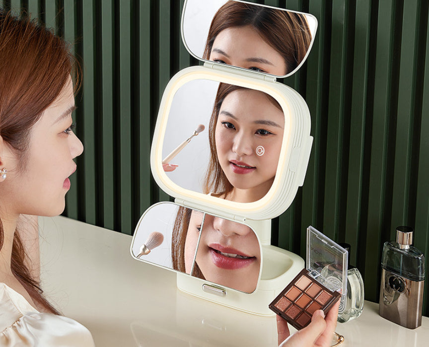 Foldable LED Lighted Desktop Makeup Mirror