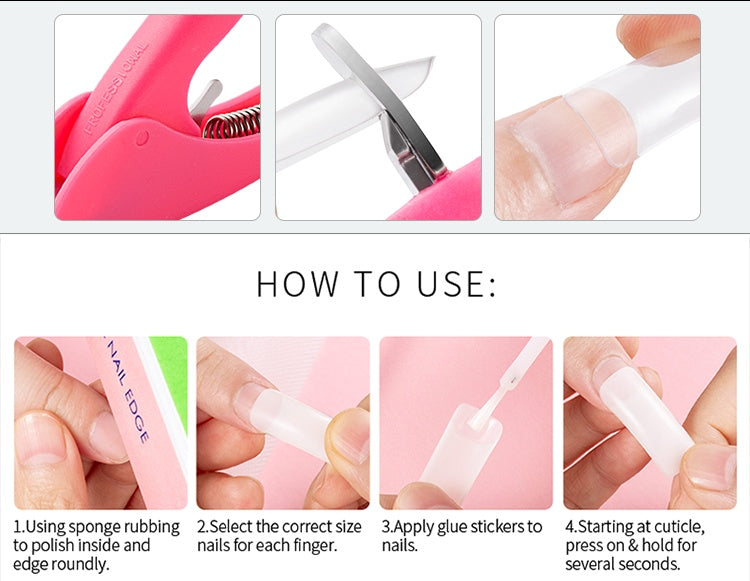 500 Piece French Tip Nail Set