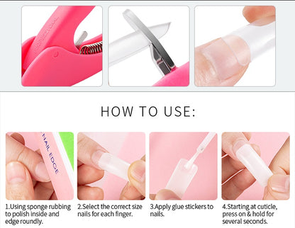 500 Piece French Tip Nail Set