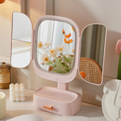 Foldable LED Lighted Desktop Makeup Mirror