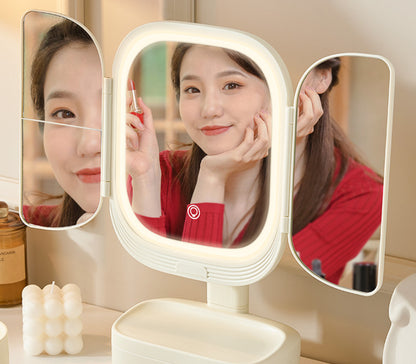 Foldable LED Lighted Desktop Makeup Mirror